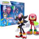 Official Sonic The Hedgehog Metallic Knuckles & Shadow 4 Action Figures  Buildable, Interchangeable Arms & Accessories, Collector Window Box