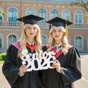 3 x Senior 2026 Sign Graduation Decorations, White Faux Wooden Photo Props, 2026 Graduation Table Decorations for Any Schools Party