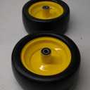 2 Pcs 13x6.50-6 Lawn Mower Tires Flat Free with 3/4" Chrome Steel Bearings, 13x6.50-6 Zero Turn Mower Front Tires, 13x6.5-6 Flat Free Lawn Mower Tires for Commercial Grade Lawn, 5.5"-7.5" Centered Hub (Yellow)