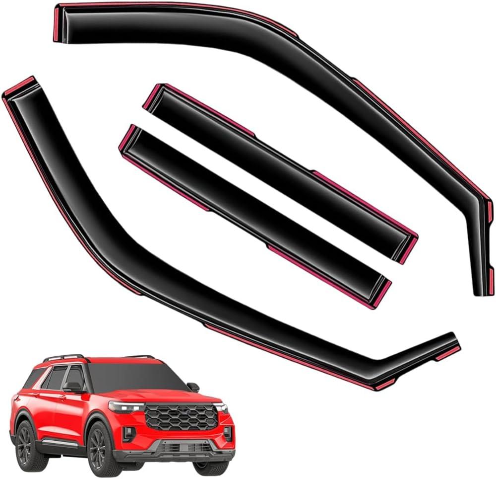 in-Channel Window Visors Rain Guards FIT Ford Explorer 2020-2025 (2020-2025)  4-Piece in-Channel Dark-Smoke Polycarbonate Vent Deflectors