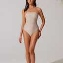 RXRXCOCO Women Tummy Control One Piece Swimsuits Ruched Strapless Bathing Suits Slimming Swimwear (Gold)