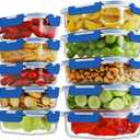 10 Pack Borosilicate Glass Meal Prep Containers with Locking Lids, Glass Food Storage Containers Set, Airtight Lunch Bento Boxes, BPA-Free & Leak Proof, 36oz & 14oz, Freezer, Oven Safe-Deep Blue