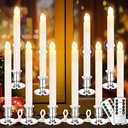 YAUNGEL Window Candles, 10 Pack LED Battery Operated Christmas Candles for Windows with Remote Electric Candle Lights with Removable Candle Holders Suction Cups for Christmas Decorations, Silver