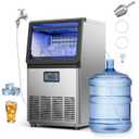 VEVOR Commercial Ice Maker Machine, 90 lbs/24h with 13 lbs Storage Capacity, Dual Water Inlet Countertop/Freestanding/Under Counter, Stainless Steel Ice Maker with LED Display, for Home Bar