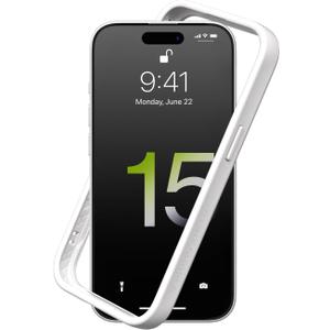RhinoShield Bumper Case Compatible with [iPhone 15 Plus] | CrashGuard - Shock Absorbent Slim Design Protective Cover 3.5M / 11ft Drop Protection - White