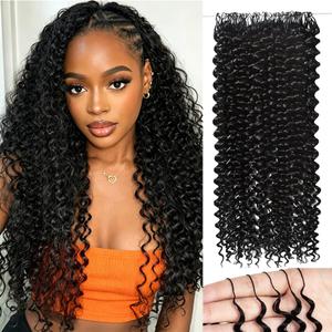 20 Inch Human Crochet Hair for Black Women 60g Pre-Separated Feather Crochet Human Hair Extensions 50 Strands Deep Curly Human Hair Miracle Knots HairBundles Natural Black