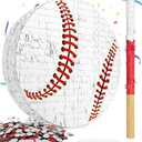 Baseball Piñata for Boys – Includes Wooden Bat, Blindfold, and Confetti – 13"x13"x3" – Perfect for Sports-Themed Party Decorations and Birthday Party Fun
