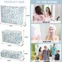 EIMMBD Makeup Bag 3 Pieces Large Capacity Cosmetic Bag Travel Toiletry Bag Organizer Cute Makeup Bag Pouch Storage Bag for Women(Blue White)