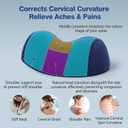 ComfortLife Small Neck Stretcher Pillow for Pain Relief, Medium Soft Cervical Traction Device Neck Mild Support Pillow Foam Cervical Neck Pillow for Tension Muscle Relax Relief (Dark Blue)