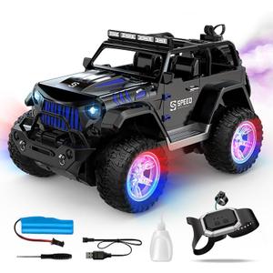 Gesture RC Car, Off-Road Monster Truck, Smoke Effect, Adjustable Color Lights & Music, Realistic Engine Sounds, Remote Control Jeep for Boys Kids Birthday Gift Toy 6+
