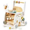 labebe Wooden Baby Walker, Baby Push Walker Doll Stroller, Push Activity Walker for Kids 18M+, Adjustable Speed Learning Walking with Wheels, Birthday Gift for Girls Boys Ages 1-3