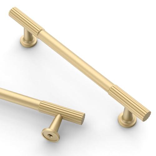 Asidrama 30 Pack 5 Inch(128mm) Brushed Gold Cabinet pulls Kitchen Cabinet Handles, Cabinet Pulls Kitchen Cabinet Hardware for Cupboard Drawer Pulls