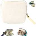 Travel Jewelry Case, Small High-End Large-Capacity Tassel Storage Bag Gifts for Women, Pouch Bags with Zipper, Velvet Jewelry Organizer Storage Bag for Bracelet Rings Earring (Off-White)