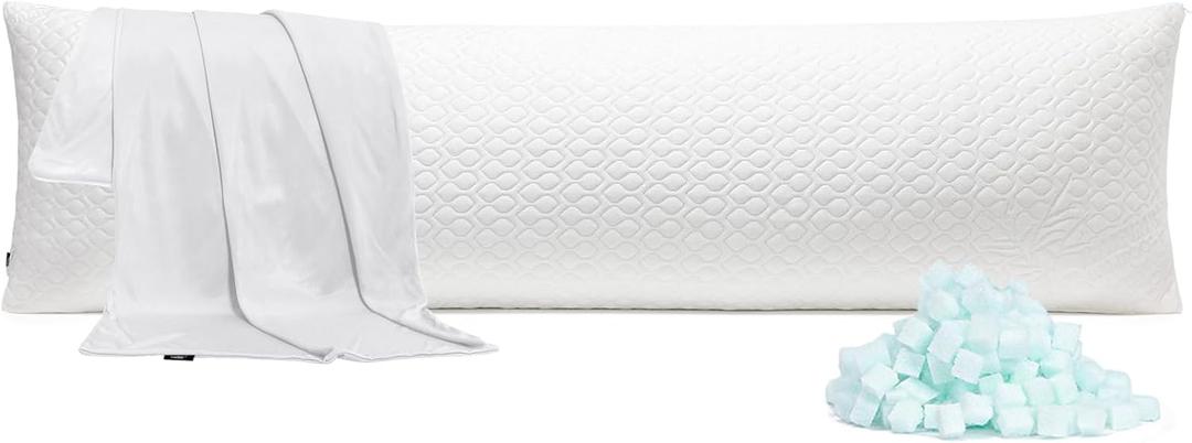 Rainmr Extra Long Body Pillow Memory Foam 180x50cm Firm King Size Body Pillows for Adults with Cooling Cover 21 x 72 inches