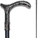 Walking Cane for Men & Women - Heavy Duty 500+ lbs Capacity, Gothic Decorative Ornate Metal Cane with Ergonomic Handle, Black & Silver Design Walking Stick for Senior