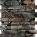 KASARO Peel and Stick Backsplash PVC Tile for Kitchen, 10-Piece Agate Decorative Self-Adhesive Mosaic Wall Tile Stickers for Stove, Vanity, Fireplace, Brown (10 pieces)