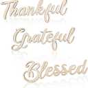 3 Pcs Thankful Grateful Blessed Wall Signs Thankful Grateful Blessed Signs for Home Decor Wooden Letter Decorations for Wreath DIY Crafts Door Hanger Wall Art Decor (Wood-Thankful)