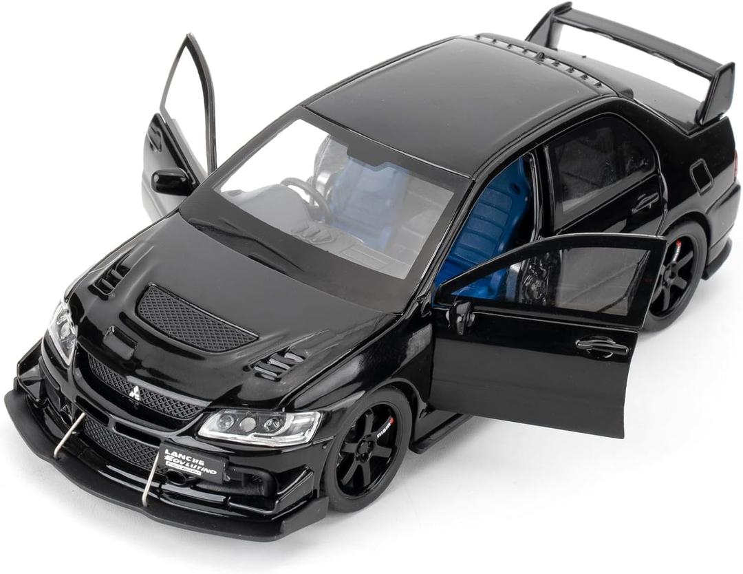 WAKAKAC Toy Car Compatible for 1:32 Mitsubishi Lancer Evolution Model Car, Pull Back Diecast Collectible Car with Sounds  Lights for Kids Boys Girls and Adults, Gift Black