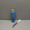 PROBTTL 32 Oz Borosilicate Glass Water Bottle with Time Marker Reminder Quotes, 1 Liter Leak Proof Reusable BPA Free Motivational Water Bottles with Silicone Sleeve and Bamboo Lid (Sky Blue)