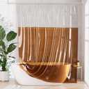 AmazerBath 100% EVA Shower Curtain Liner, 72 x 72 Inches Heavy Duty Shower Curtain and Liner 2-in-1 with 3 Clear Stones and 12 Brass Grommets, Color Block Soft Shower Liner - Clear & Amber