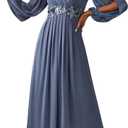Ever-Pretty Women's V Neck Long Sleeves Floor Length Ruched Chiffon A-Line Formal Evening Dress Mother of Bride Dresses 00461 (12)