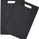 Farmlyn Creek 2 Pack Small Plastic Cutting Boards for Kitchen with Handle - Black Cutting Board for Food, Fruits, & Vegetables (7.7 x 11.6 In)