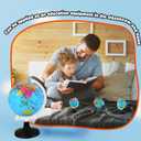 16 x 16 Pcs 3.4 Inches Mini World Globes Rotating Geographic Earth Map Globe with Stand for Learning Educational Classroom Desk Table Decoration, Blue