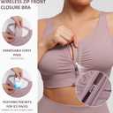 FeelinGirl Zip Front Closure Bras for Women No Underwire Compression Post Surgery Bra with Wide Adjustable Straps M 