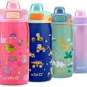 Ello Pop & Fill 12oz Stainless Steel Kids Water Bottle with Quick Fill Lid | Vacuum Insulated BPA Free Bottle with Leak Proof Straw and Chug Lid, Dishwasher Safe, Gift For Kids, Royal Palace