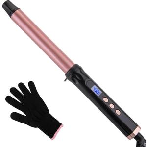 Curling Wand 1 Inch, Tourmaline Ceramic Barrel Curling Iron Wand for Medium to Long Hair, Clamp-Free, Adjustable Temperature, Dual Voltage Professional Hair Curler for Long-Lasting Waves