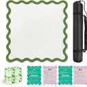 32.4in Scalloped Mahjong MatAnti Slip Noise Reduction Mahjong Accessoriemahjong Table MatMajiong Mat For TravelComes With 4 Dice And 1 Mahjong Mat Storage Bag,4 Mahjong Shuffle Cards (Green)