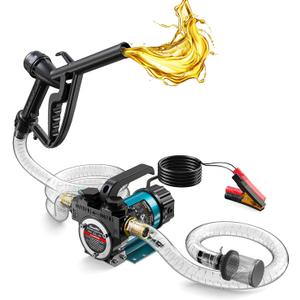 SEESII Diesel Transfer Pump 12V: 13 GPM Electric Fuel Transfer Pump Kit for Transfer Diesel Kerosene for Tractor Truck Boat Home, Farm Fueling Portable DC Oil Pump with Nozzle & Hoses