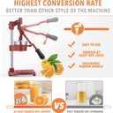 19 Inch Height Extra Tall Commercial Heavy Duty Cast Iron Hand Press Manual Orange Citrus Lemon Lime Grapefruit Pomegranate Fruit Juice Squeezer Machine with Stainless Steel Cup Red