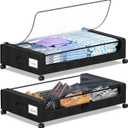 Under Bed Storage with Wheels, 2-Pack Under the Bed Storage Containers with Clear Lids & Label, Underbed Storage Bins, XXL 60L Rolling Metal Drawer for Clothes, Shoes, Toys, Books - Black