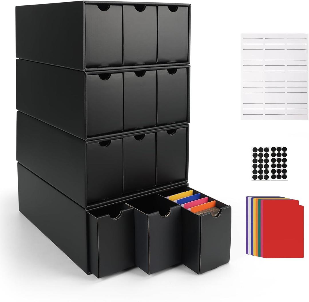 RLAVBL 12-600 CT Trading Card Storage Box with 48 Dividers, 12000+ Card Deck Box for MTG, TCG, PTCG, and Sports Cards Organizer