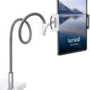 Lamicall Gooseneck Tablet Holder, Tablet Stand : Flexible Arm Clip Tablet Mount Gifts, Compatible with iPad mini Pro Air, Kindle, Switch, Galaxy Tabs, More 4.7-10.5" Devices - Gray