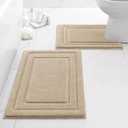 HOMEIDEAS Bathroom Rugs Sets 2 Piece, Super Soft and Absorbent Non Slip Microfiber U-Shaped Toilet Bath Mat Set (20"x32"+U20 x24, Beige)