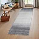 Wonnitar Modern Ombre 2x6 Hallway Runner Rug, Washable Grey Kitchen Rug Runner, Non-Slip Abstract Contemporary Laundry Room Carpet Runner Soft Low Pile Mat for Entryway Bathroom (Grey, 2'x6')