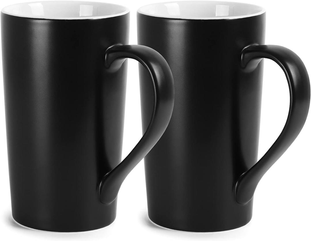 harebe 20 OZ Large Coffee Mugs, Smooth Ceramic Couple Cup for Office and Home, Men, Dad, Big Capacity with Handle Cups, set of 2, Black