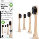 The Humble Co Bamboo Electric Toothbrush Heads Compatible with Philips Sonicare Toothbrushes - Replacement Toothbrush Heads with Soft Bristles - Dental Oral Care & Hygiene - Charcoal Infused Bristles
