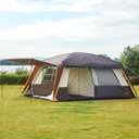 KTT Extra Large Tent 12 Person,Family Cabin Tents,Awning,2 Rooms,4 Doors and 4 Windows with Mesh,Straight Wall,Waterproof,Double Layer,Big Tent for Outdoor,Picnic,Camping,Family Gathering