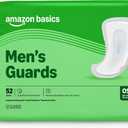 Amazon Basics Men's Incontinence Guards, Maximum Absorbency, Moisture-Wicking with Odor Protection, One Size Fits Most, 104 Count (2 Packs of 52)