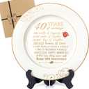 40th Anniversary Wedding Gifts for Wife - 40 Year Anniversaty Plate with 24k Gold Foil, Happy Decorations for Couple Parents Him Her Husband, Ceramic 9"