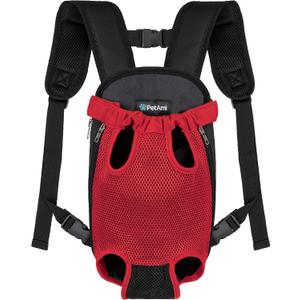 PetAmi Dog Carrier Backpack, Adjustable Dog Pet Cat Front Carrier Backpack | Ventilated Dog Chest Carrier for Hiking Camping Travel, Sling Bag for Small Medium Dog Cat Puppies, Large, 12-16 lbs, Red