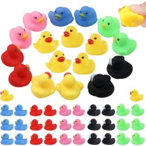 GADIEDIE50 Pack Multicolor Mini Rubber Ducky Float Ducks Baby Bath Toy, Great for Jeep Ducking, Shower, Birthday Party, Carnival Game Gift(1.6"x 1.5" x 1.2". 6 Colors)