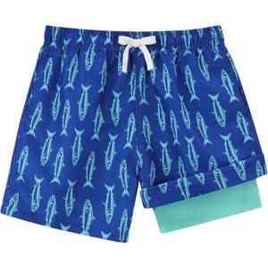 westwolf Boys Swim Trunks Compression Liner Bathing Suit Quick Dry Swimsuit 5-16T (Blue)
