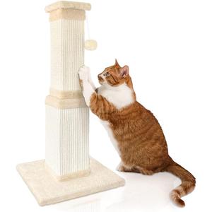 AGYM Cat Scratching Post, 32 Inch Cat Scratching Post for Large Cats, Scratching Posts for Indoor Cats Adults, Cat Scratch Post with Nature Sisal, Beige