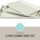 Martha Stewart Gallen 3-Piece Cookie Sheet Set 13", 15", 17" Baking Pans, Ceramic Nonstick, PFA-Free, Carbon Steel Oven Safe to 450F, Warp-Resistant, Easy to Clean - Linen White
