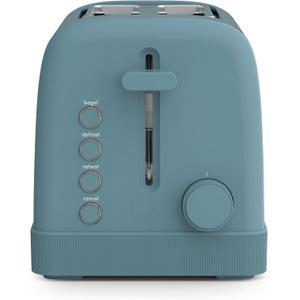 bella 2 Slice Toaster, 6 Setting Shade Control w Reheat, Cancel, Bagel & Defrost Buttons, Removable Crumb Tray, Anti Jam & Auto Shutoff, Auto Centering Guides & Cord Wrap, 900 Watt, Surf