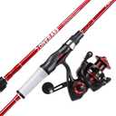 One Bass Spirit Flame Fishing Rod Reel Combo, Spinning Fishing Pole with Graphite 2Pc Blanks, Stainless Steel Guides (7'0"Medium Heavy-Fast with 2000 Reel, Red)